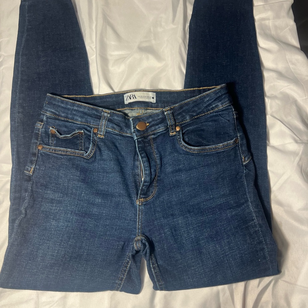 Zara Women's Dark Blue Skinny Jeans